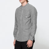 Stripe Solid Color Long Sleeve Casual Stand Collar T-Shirt for Men