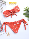 Front Strapless Bowknot String Polka Dot Tie Bikinis Swimsuits 