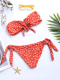  Front Strapless Bowknot String Polka Dot Tie Bikinis Swimsuits 