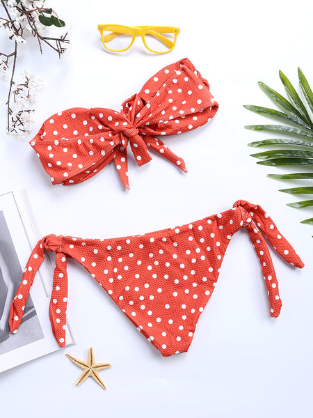 Polka Dot Tie Knot Swimwear Two Piece Set