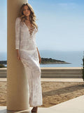 Lace-Up Mask Long Dress Casual Vacation Beach Cover-Ups