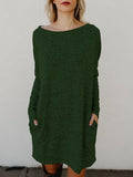 Classic Pockets Knitting Midi Dress