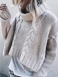 Long Sleeves Solid Color Sweater Tops