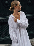 White Asymmetric Split-joint Lapel Collar Maxi Shirt dress