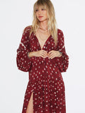 Red Bohemia Split-side Printed Maxi Dresses
