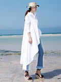 Fancy White Asymmetric Shirt Dress