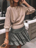 Romantic Solid Color Long Sleeves Sweater Tops