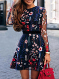 Sexy Long Sleeves Floral Mini Dress
