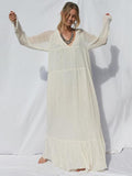 Pink Bohemia Solid Long Sleeve Maxi Summer Dress