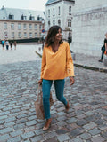 Trendy Sleeves V-neck Blouses&shirts Tops