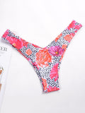 High Cut Strapless Backless Sexy Flower Printing Bikinis Swimsuits
