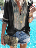 V-neck Floral Blouses&shirts Tops