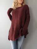 Romance Solid Color Knitting Sweater Tops