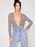 V-neck Leopard Jumpsuits