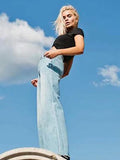 Sweet Waist Wide Legs Jeans Pants Bottoms