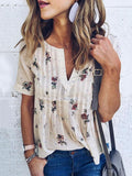 Modern Floral Short Sleeves Blouses&shirts Tops