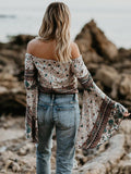 Popular Flared Sleeves Floral Loose Blouses&Shirts