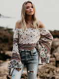 Popular Flared Sleeves Floral Loose Blouses&Shirts