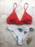 New Leaf Print Padded Bikini Set